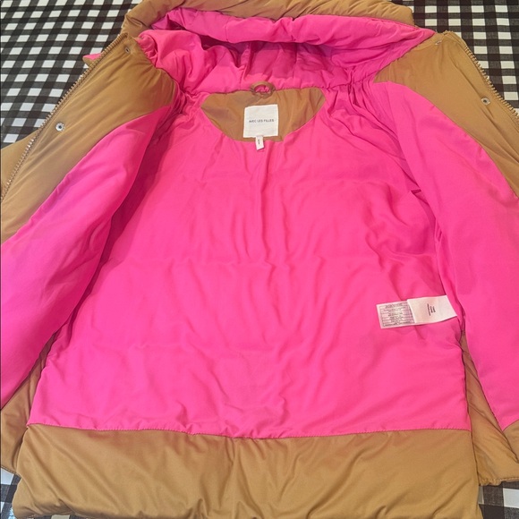 Anthropologie Avec Les Filles Women's Tan and Pink colorblock puffer Jacket -XS - Picture 9 of 12